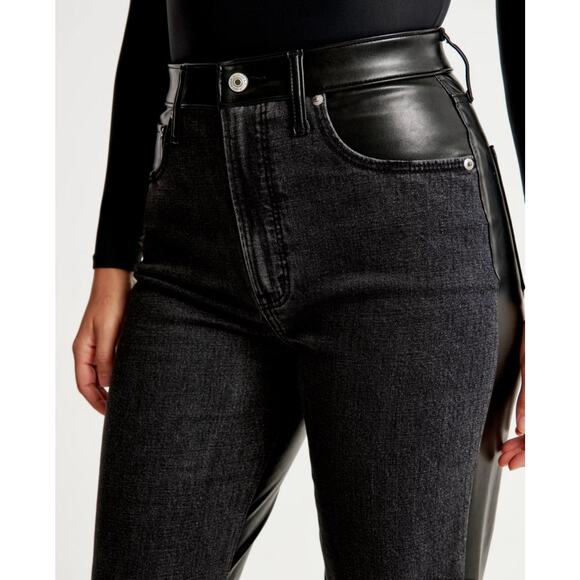 Abercrombie & Fitch Curve Love Ankle Straight Ultra High Rise Mixed Fabric Sz 20 - Picture 6 of 14